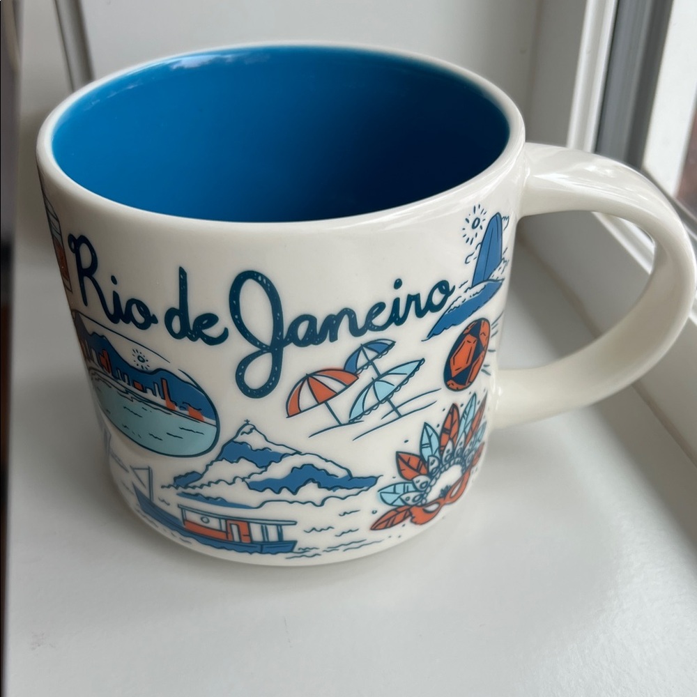 Starbucks Rio de Janeiro Mug with Blue Interior and White Exterior